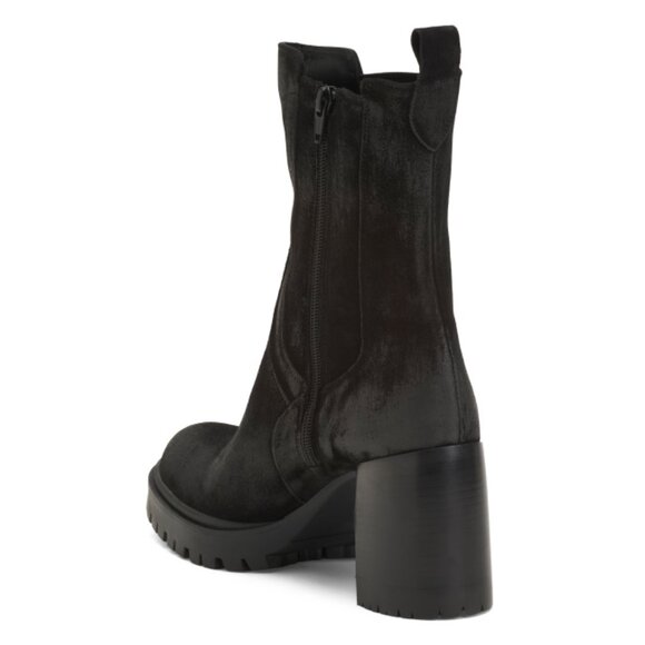 EMANUELE CRASTO Black Made In Italy Suede Heeled Booties - Picture 2 of 2